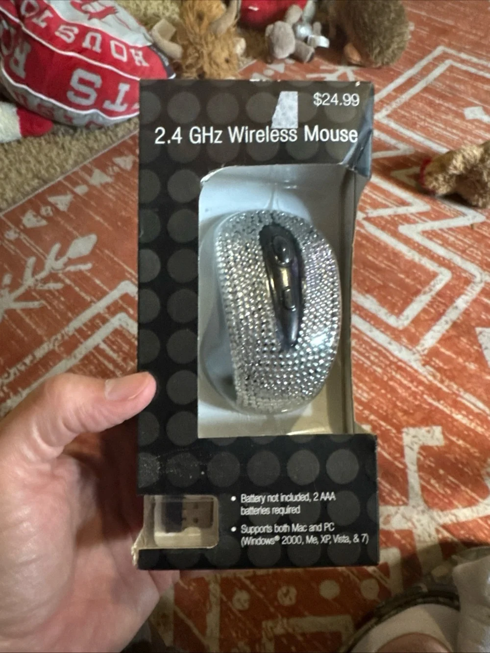 Bling Crystal Rhinestone Wireless Mouse - 2.4G Cordless Mice w USB Nano Receiver